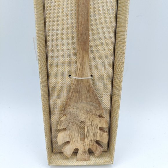 Bamboo Salad Server With Silver Metal Grape Accents - Picture 3 of 5